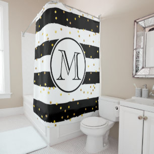 Cortina De Ducha Bandas negras y blancas