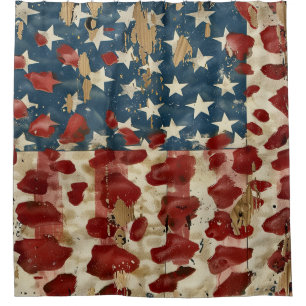 Cortina De Ducha Bandera Americana Rústica Estampado Leopardo (6)