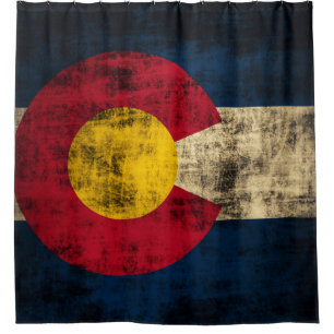 Cortina De Ducha Bandera apenada vintage del Grunge de Colorado