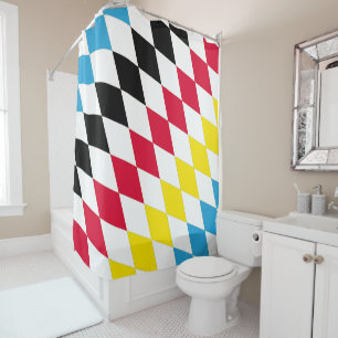 Cortina De Ducha Bandera de diamante de Baviera negro rojo amarillo