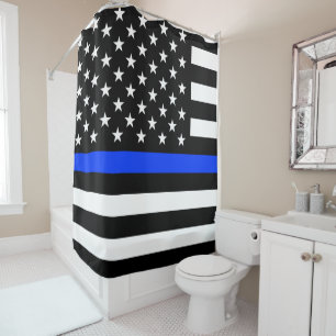 Cortina De Ducha Bandera de la policía delgada de la línea azul