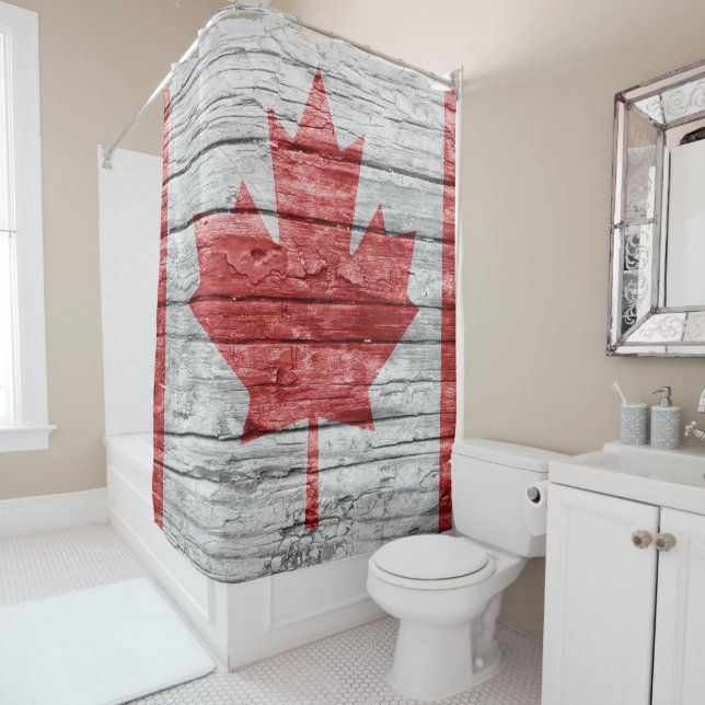 Cortina De Ducha Bandera de madera de Canadá (In situ)