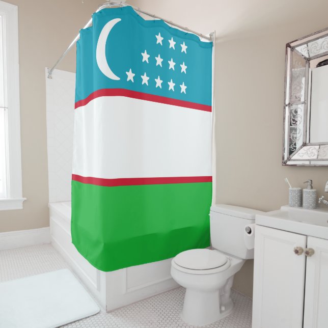 Cortina De Ducha Bandera de Uzbekistán (In situ)