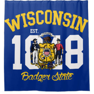 Cortina De Ducha Bandera del estado del tejón de Wisconsin