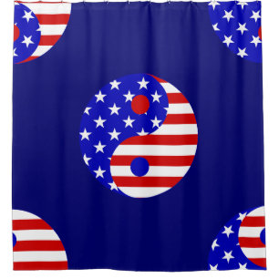 Cortina De Ducha bandera estadounidense patriótica yin yang estrell