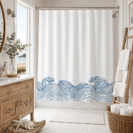 Cortina De Ducha Baño de Casa de Playa Ola Azul Costera