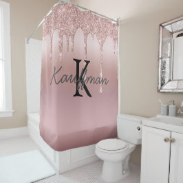 Cortina De Ducha Baño de moda con brillo de goteo de oro rosa con m