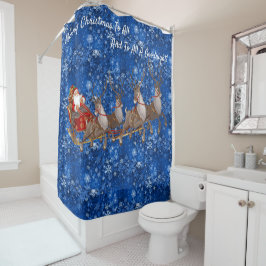 Cortina De Ducha Baño para Navidades de renos de Santa Claus Sleigh