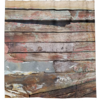 Cortina De Ducha Barcaza Rústica Deteriorada Tablas de Madera Náuti