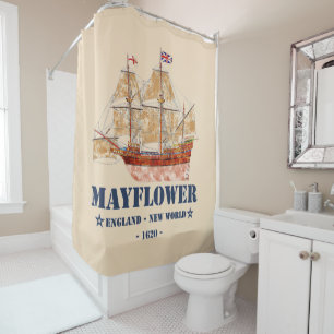 Cortina De Ducha Barco al alza del Mayflower - Inglaterra al nuevo