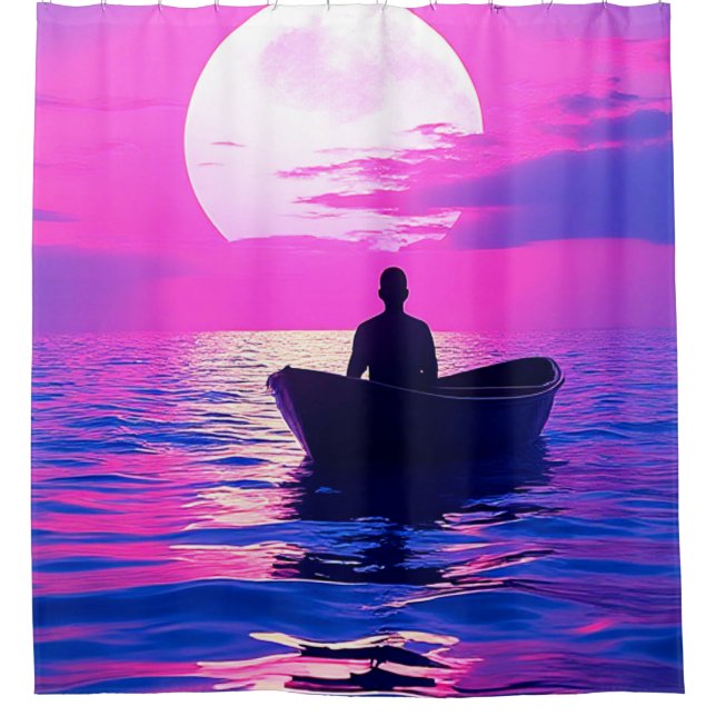 Cortina De Ducha Barco al atardecer (Anverso)