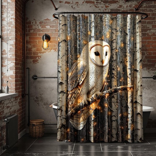 Cortina De Ducha Barn Owl in Birch Trees | (Subido por el creador)