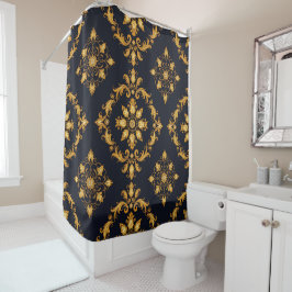 Cortina De Ducha "Barockes Ornament-Muster in Gold und Schwarz"