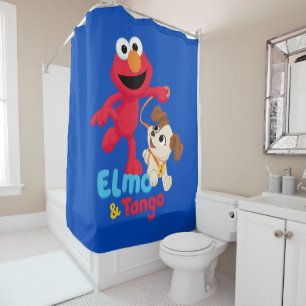 Cortina De Ducha Barrio Sésamo   Ejecución de Elmo y Tango