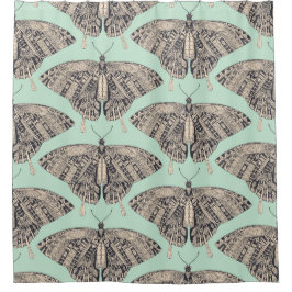 Cortina De Ducha basalto de menta de la mariposa de cola tragada