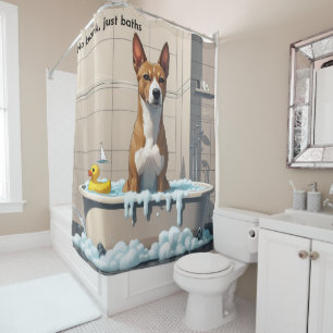 Cortina De Ducha Basenji Desordenado Dormilón Lindo Divertido