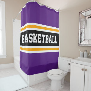 Cortina De Ducha BASKETBALL Divertido Black Royal Purple Yellow Str