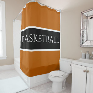 Cortina De Ducha BASKETBALL Sporty Medium Naranja Black Stripes