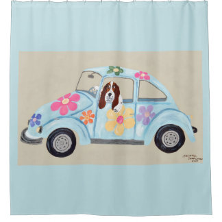 Cortina De Ducha Basset Hound en Coche Hippie