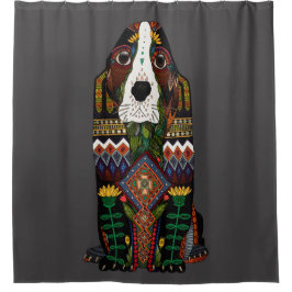 Cortina De Ducha Basset Hound love pewter