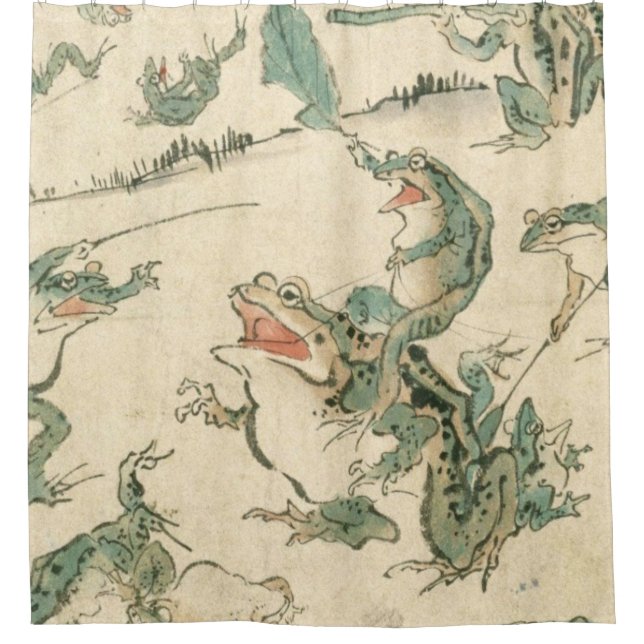 Cortina De Ducha Batalla De Las Ranas - Kawanabe Kyosai (Anverso)