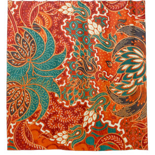 Cortina De Ducha Batik Malayo: Hermoso patrón de arte.