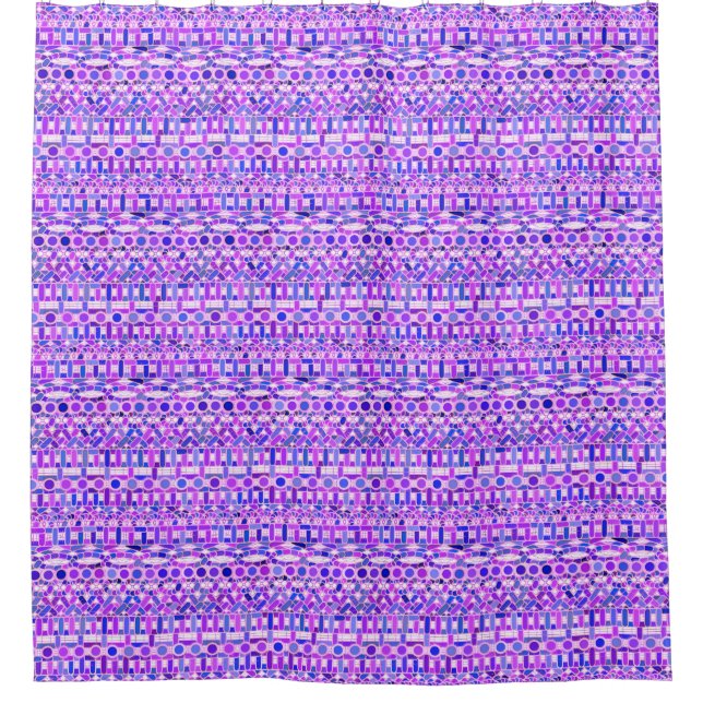 Cortina De Ducha Batik tribal - tonos violeta (Anverso)