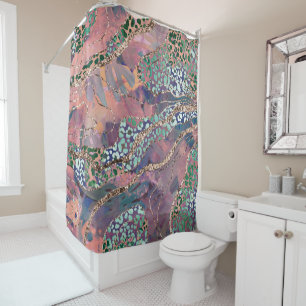 Cortina De Ducha Batik Tropical Animal Brillo Glam 1
