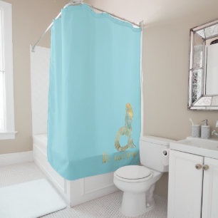Cortina De Ducha Be Awesome Gold Aqua Sparkid Mermaid