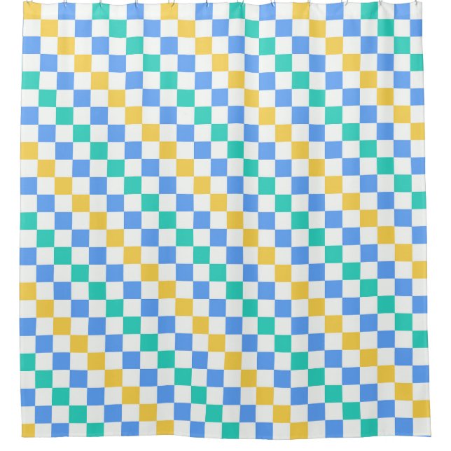 Cortina De Ducha Beach day diagonal checkerboard pattern (Anverso)