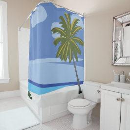 Cortina De Ducha Beach Palm Tree Vacation Beach House