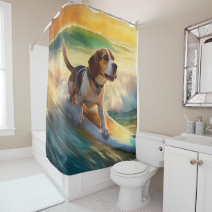 Cortina De Ducha Beagle Beach Surfing Painting