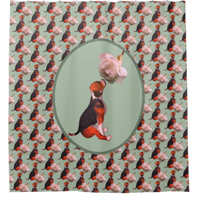 Cortina De Ducha Beagle Puppy White Rose (Anverso)