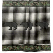 Bears Rustic Mountain Cabina Black White Pine Cone