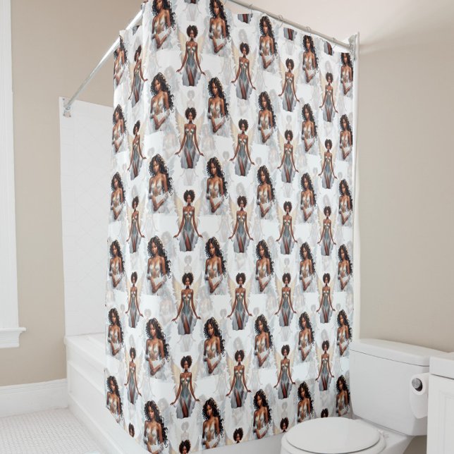Cortina De Ducha Beautiful Black Girl Angels Pattern Design  (Subido por el creador)