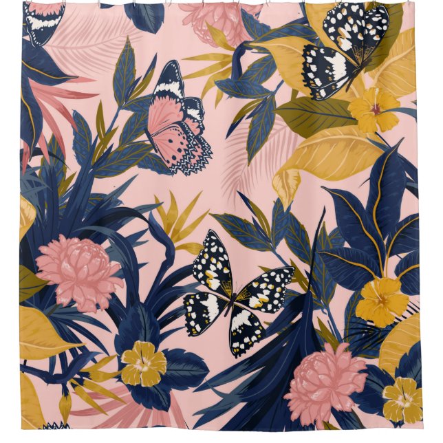 Cortina De Ducha Beautiful seamless artistic sweet tropical pattern (Anverso)