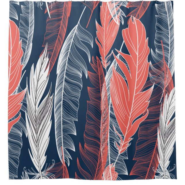 Cortina De Ducha Beautiful seamless graphic pattern of feathers (Anverso)