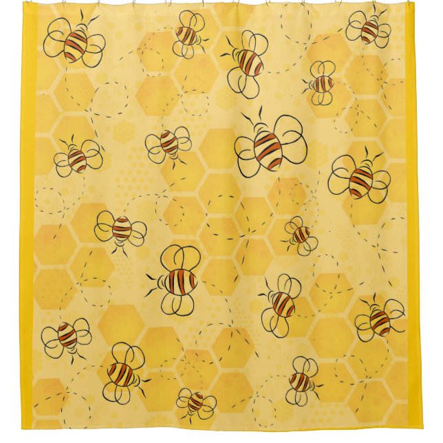 Cortina De Ducha Bee Buzzing Honey Bees Cute (Anverso)