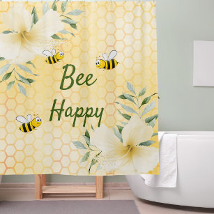 Cortina De Ducha Bee Happy bumble abejas amarillo panal dulce lindo