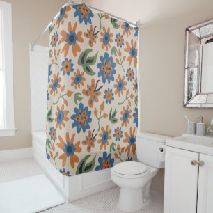 Cortina De Ducha Beige Boho Flower