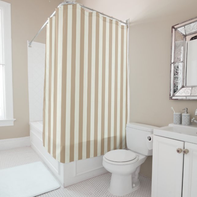 Cortina de ducha beige con rayas (In situ)