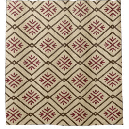 Cortina de ducha beige de inspiración tribal
