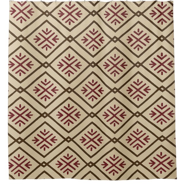 Cortina de ducha beige de inspiración tribal (Anverso)
