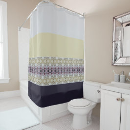 Cortina De Ducha Beige Gris Y Púrpura