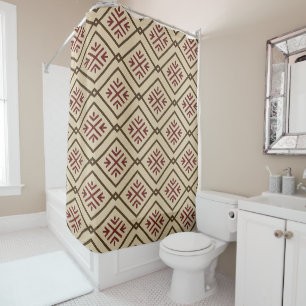 Cortina de ducha beige inspirada en tribal