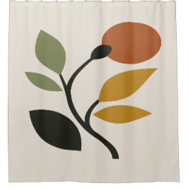 Cortina De Ducha Beige, marrón y verde floral