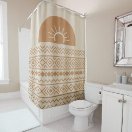 Cortina de ducha beige moderna bohemio