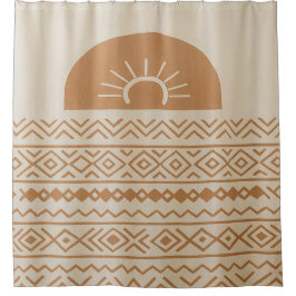 Cortina de ducha beige moderna bohemio