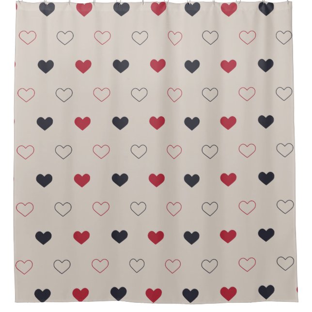 Cortina De Ducha Beige & red Heart Seamless Pattern Cute Minimal (Anverso)
