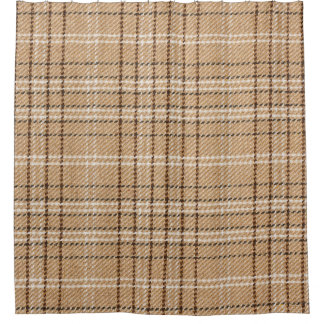 Cortina De Ducha Beige Tartán: Tejidos de plástico clásicos.